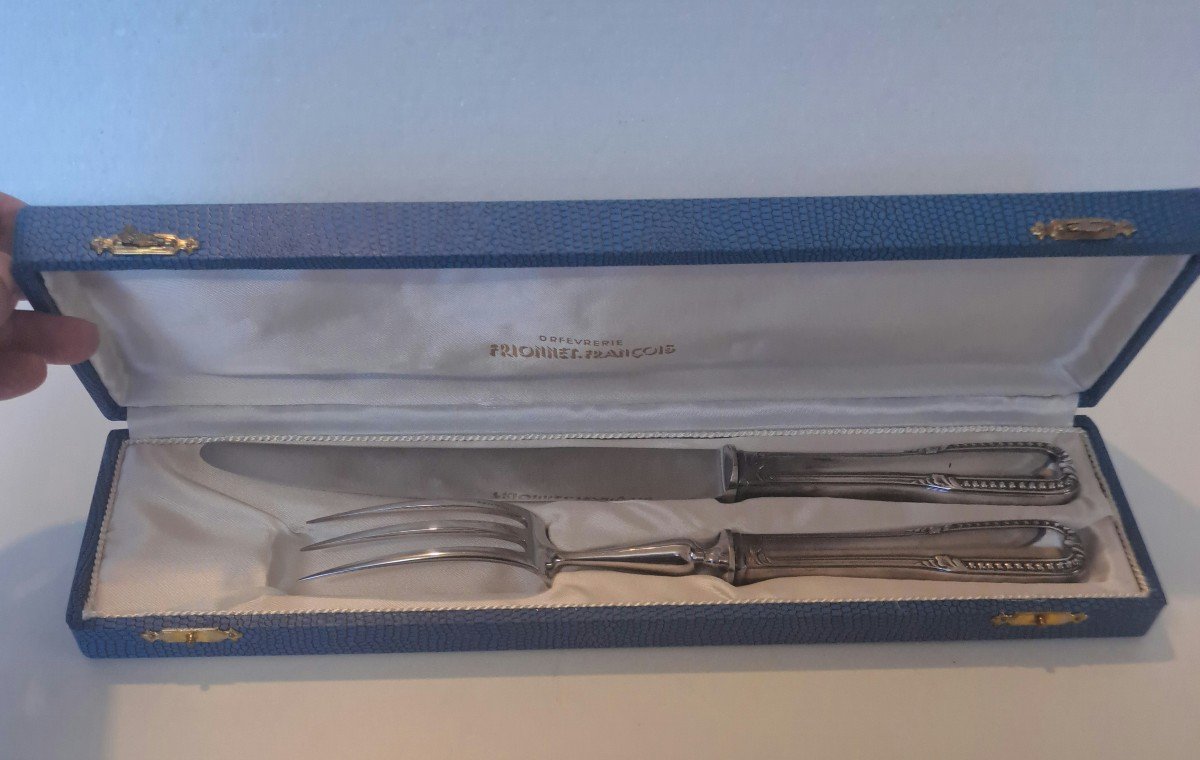 François Frionnet Silver Metal Carving Set, Pearls Model-photo-2