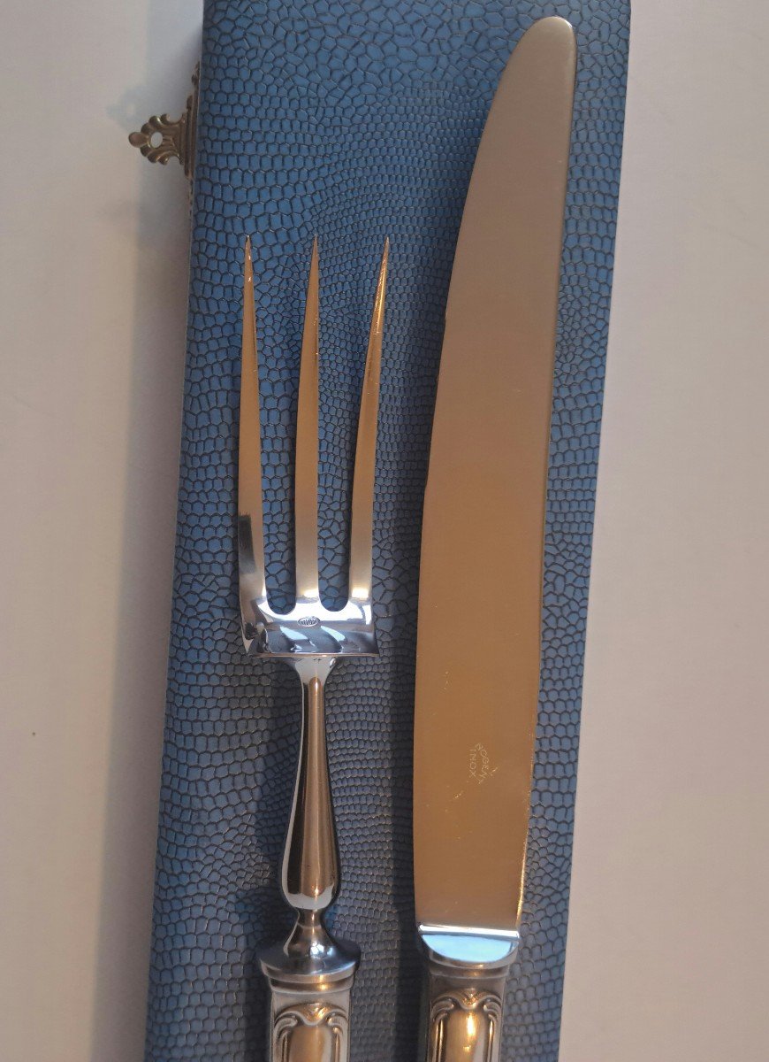 François Frionnet Silver Metal Carving Set, Pearls Model-photo-4