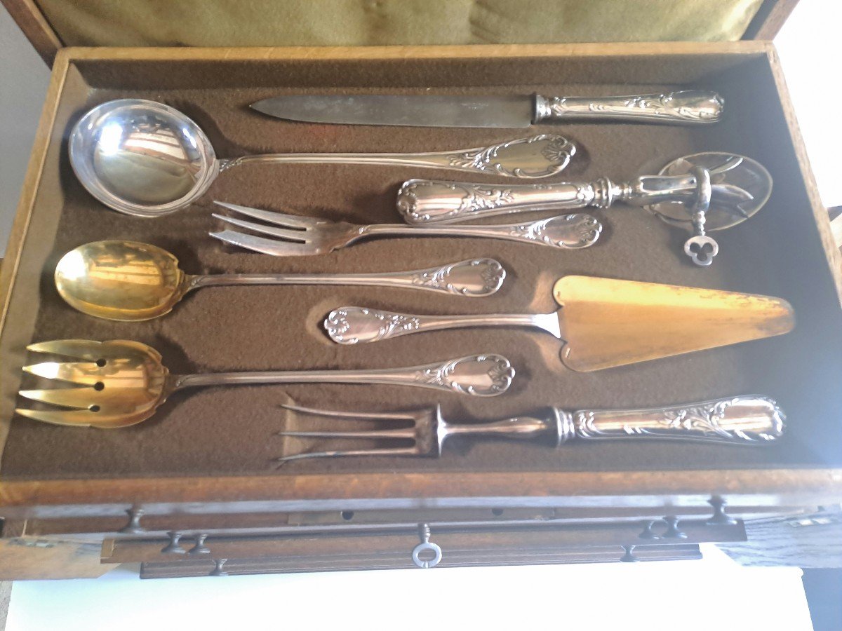 Antique Christofle Marly Silver Plated Metal Cutlery Set -photo-3