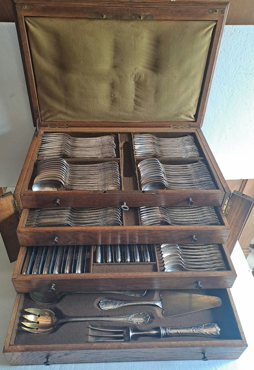 Antique Christofle Marly Silver Plated Metal Cutlery Set 