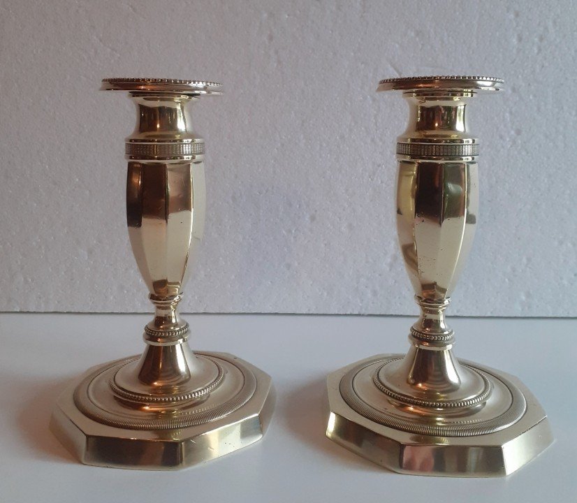 Pair Of 19th Century Empire Period Toilet Candlesticks 