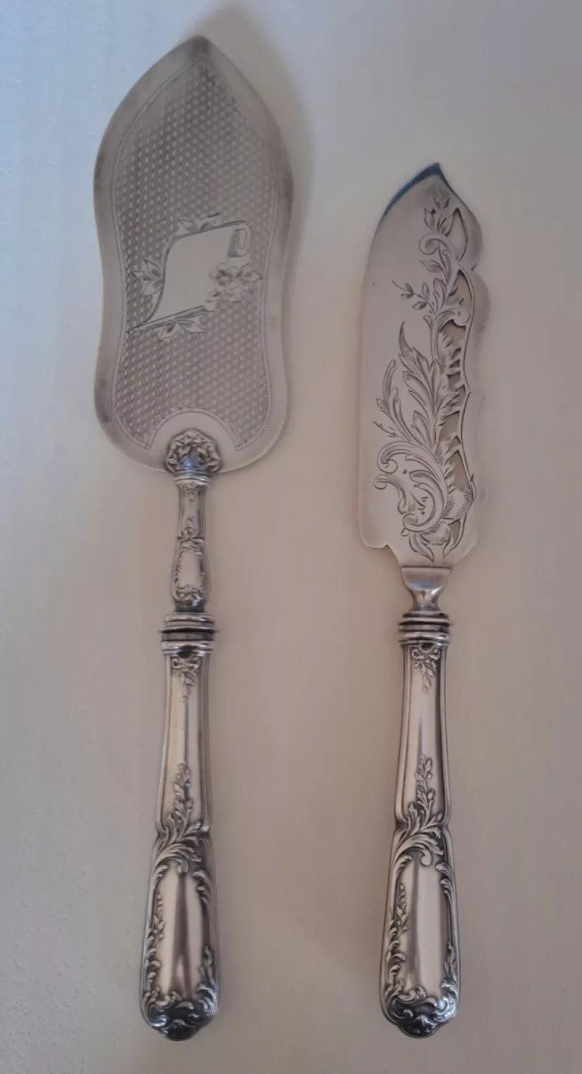 Sfam Silver Metal Serving Shovel And Knife 