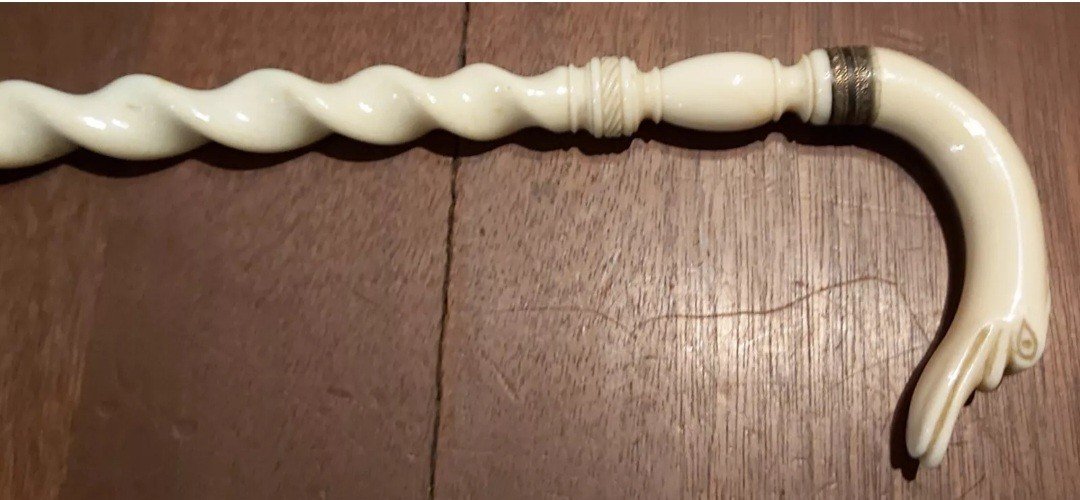 Ivory Swan Neck Umbrella Handle 19th Century -photo-3