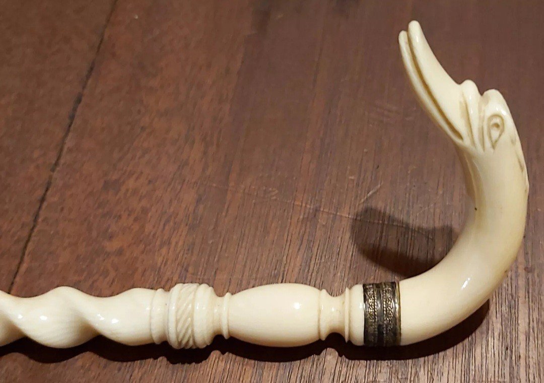 Ivory Swan Neck Umbrella Handle 19th Century -photo-4