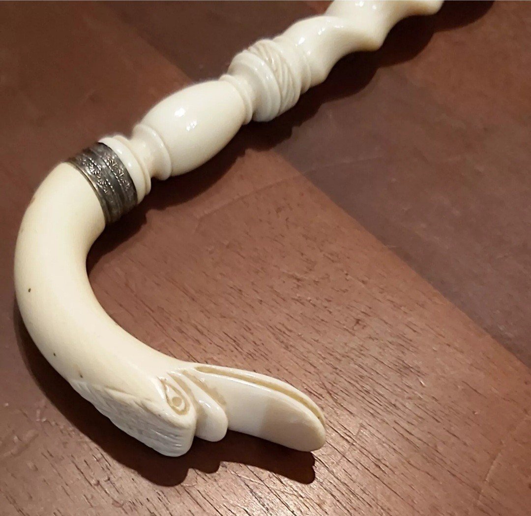 Ivory Swan Neck Umbrella Handle 19th Century 