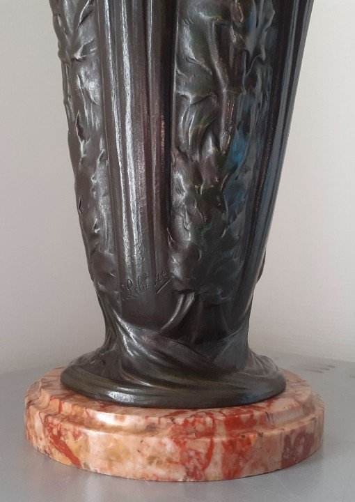 Bronze Vase Signed E. Lelièvre -photo-2