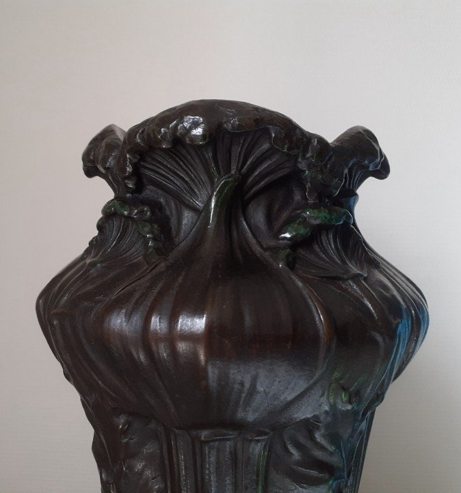 Bronze Vase Signed E. Lelièvre -photo-3