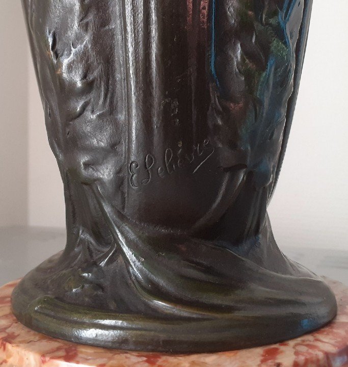 Bronze Vase Signed E. Lelièvre -photo-1