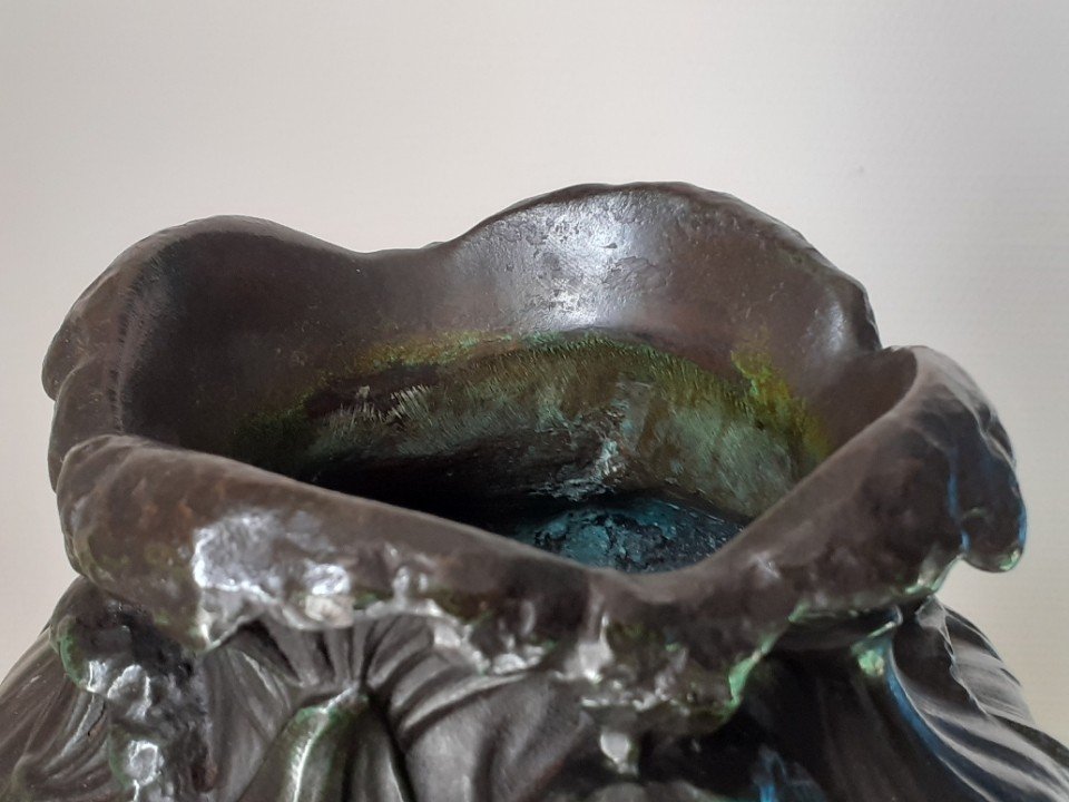 Bronze Vase Signed E. Lelièvre -photo-2