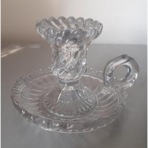 Bougeoir à Main En Cristal De Baccarat Modèle Bambous Tors 