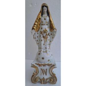 Virgin In Majesty In Porcelain Old Paris XIXth 