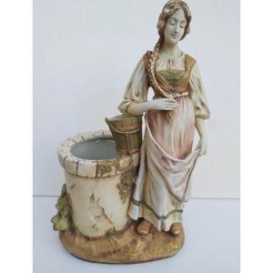 Woman At The Well Imperial Art Nouveau Porcelain Amphora 