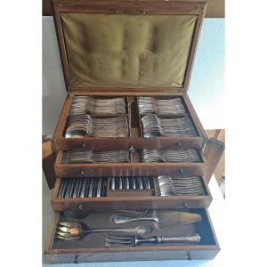 Antique Christofle Marly Silver Plated Metal Cutlery Set 