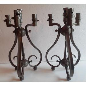 Pair Of Antique 19th Century Bayonet Candlesticks 