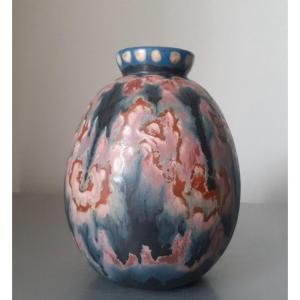 Art Deco Vase In Glazed Stoneware From The Atelier d'Art Du Revernay