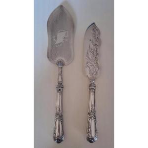 Sfam Silver Metal Serving Shovel And Knife 