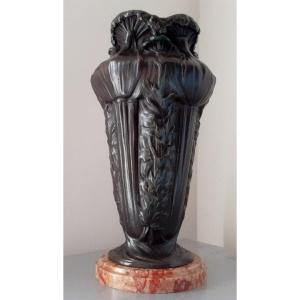 Vase En Bronze Signé E. Lelièvre 