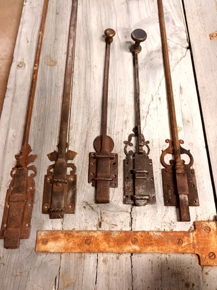 18th Wrought Iron Door Latches, Old Latches, Old Latches With Buttons-photo-5