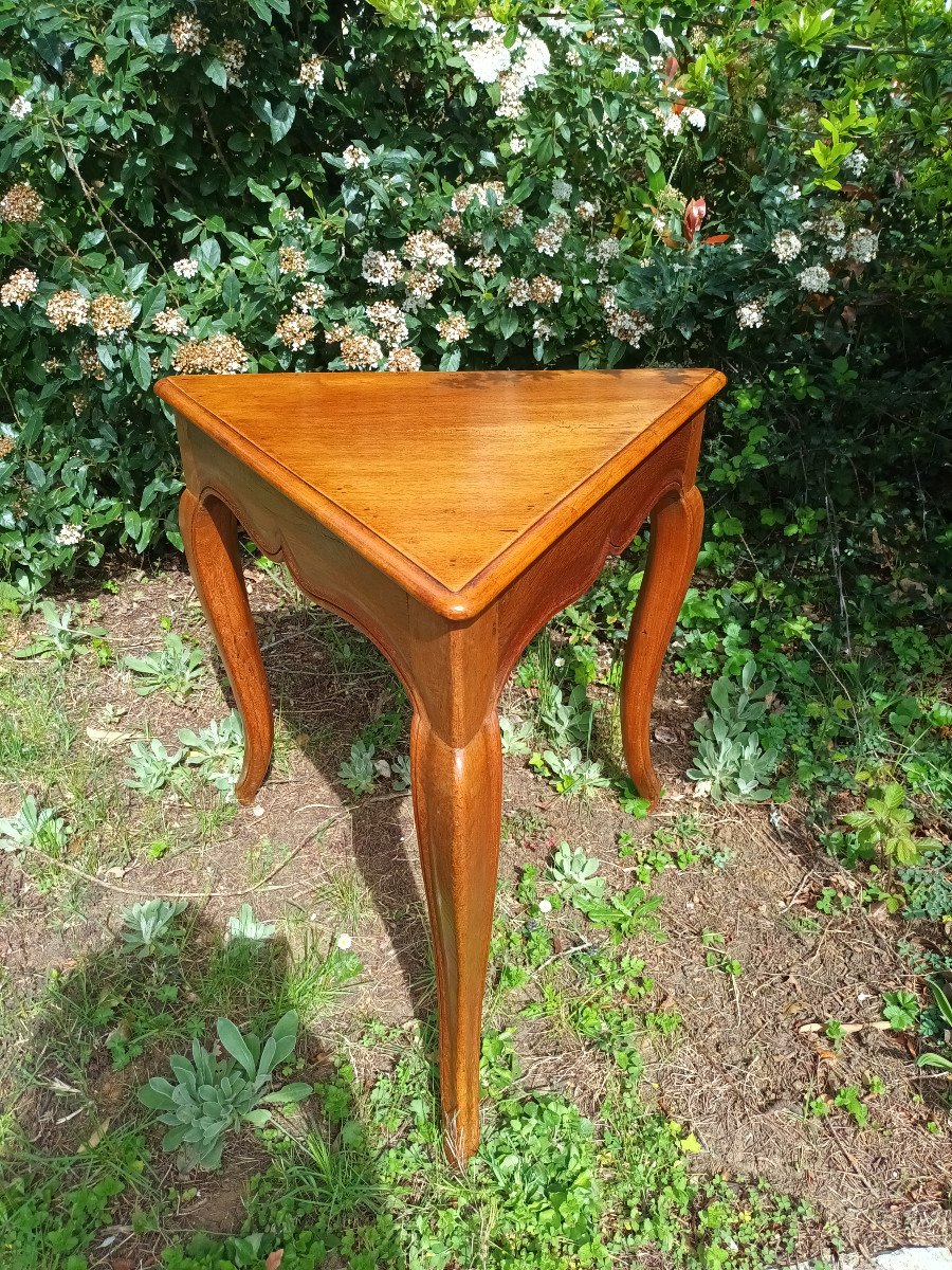 Rare Petite Table Tripode Louis XV, Table De Milieu 18e, Table d'Angle XVIIIe en robinier-photo-7