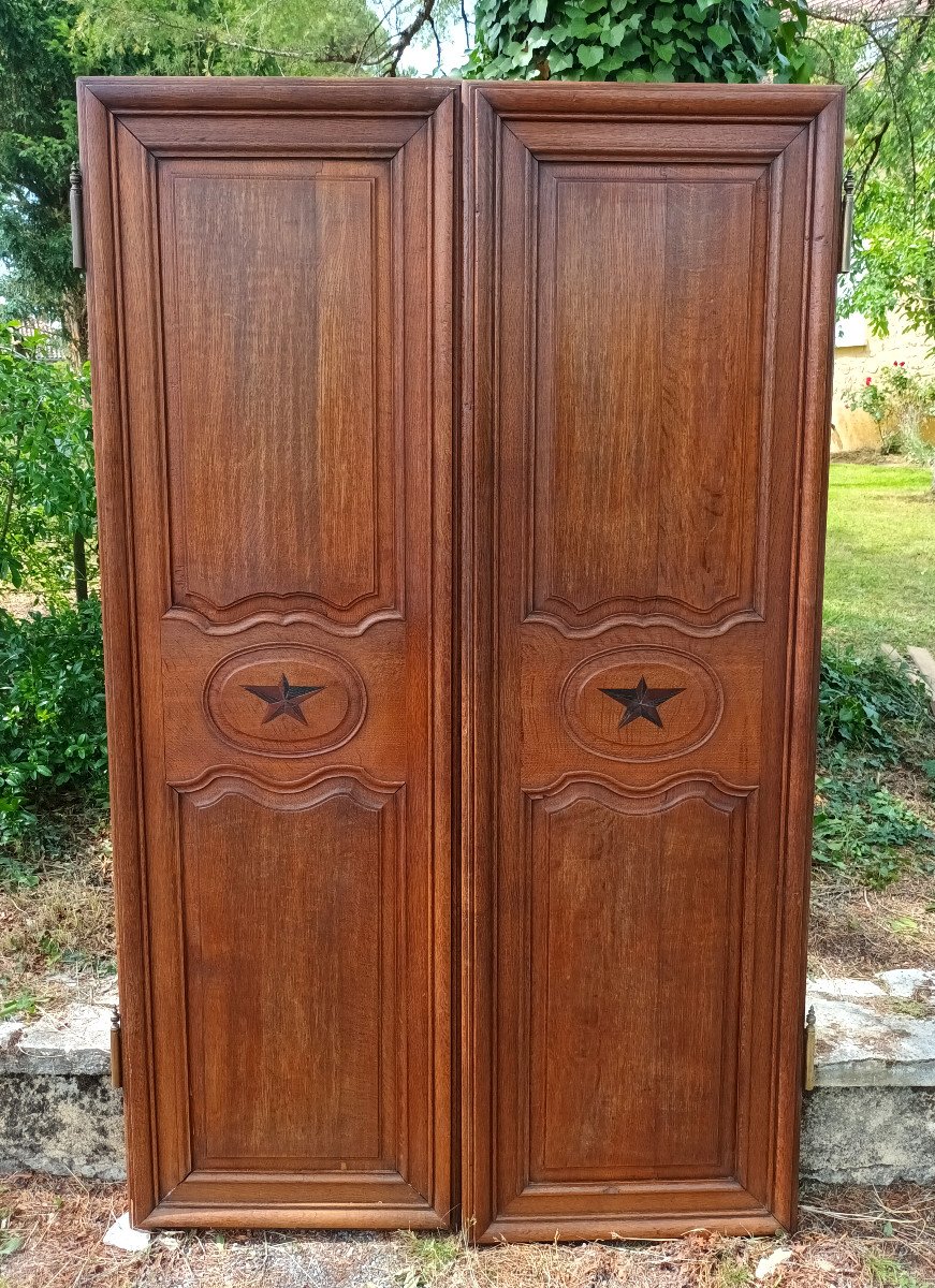 Pair Of Eighteenth Doors With Stars, 18th Doors In Oak