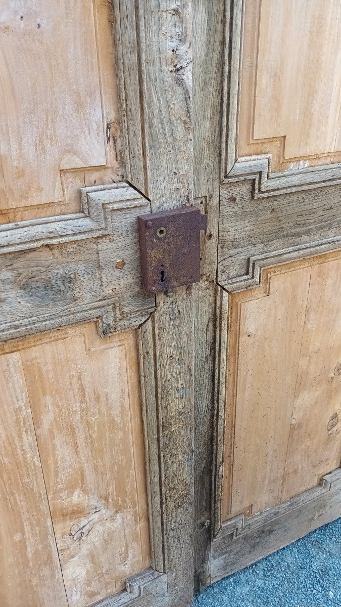 Beautiful Pair Of Louis XVI Doors In 18th Century Oak Double Sided Frame And Against Frame-photo-3