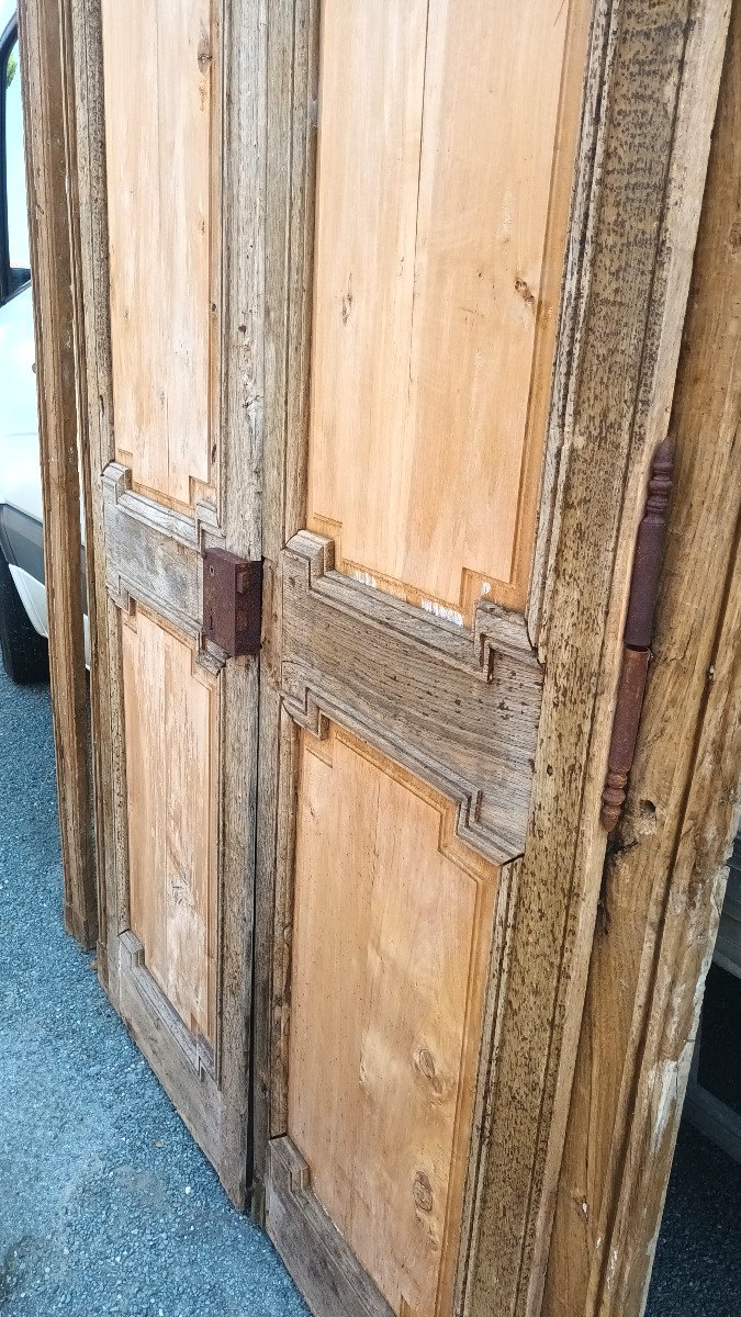 Beautiful Pair Of Louis XVI Doors In 18th Century Oak Double Sided Frame And Against Frame-photo-8