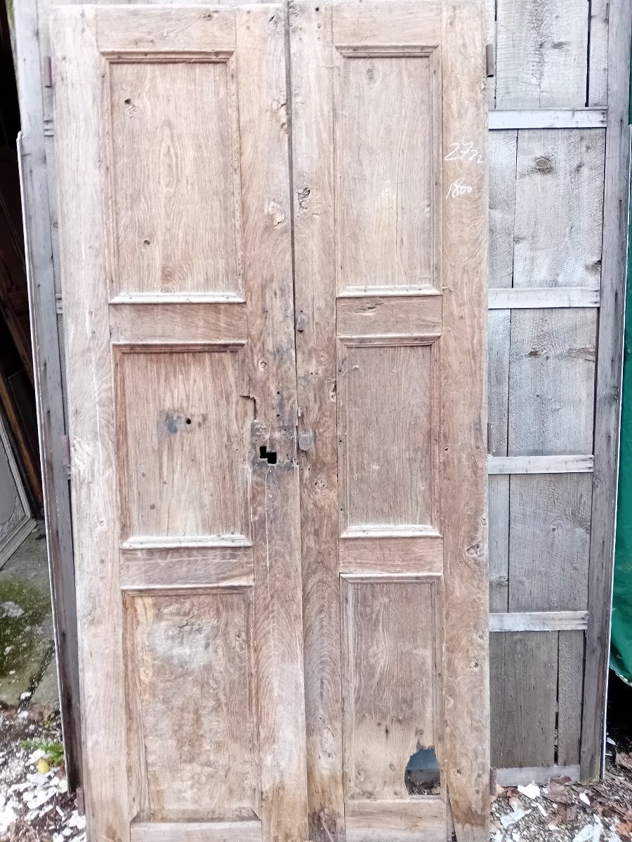 Good Pair Of Louis 14 Doors In Oak, Double-sided Tiercée Woodwork-photo-3