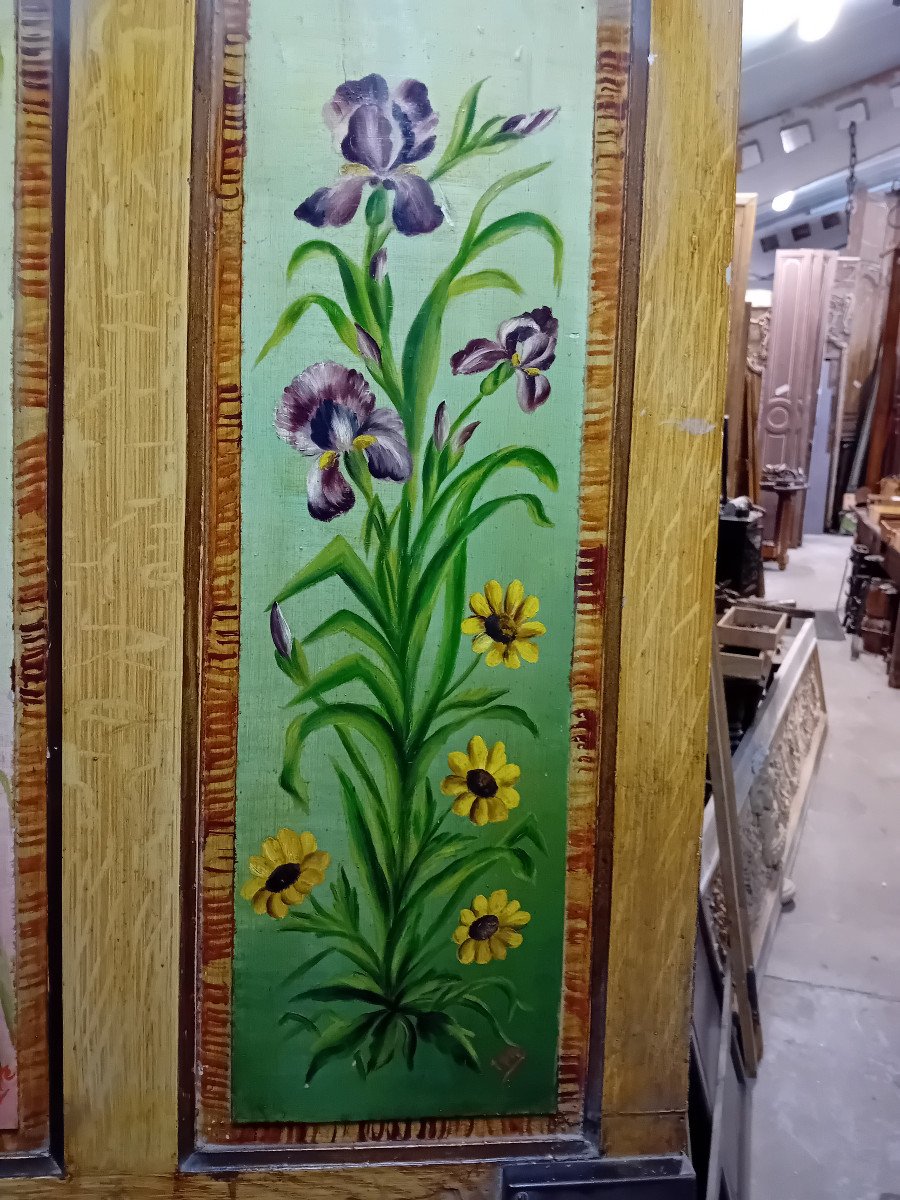 Bedroom Door With Four Tender And Bucolic Bouquets 1900-photo-2