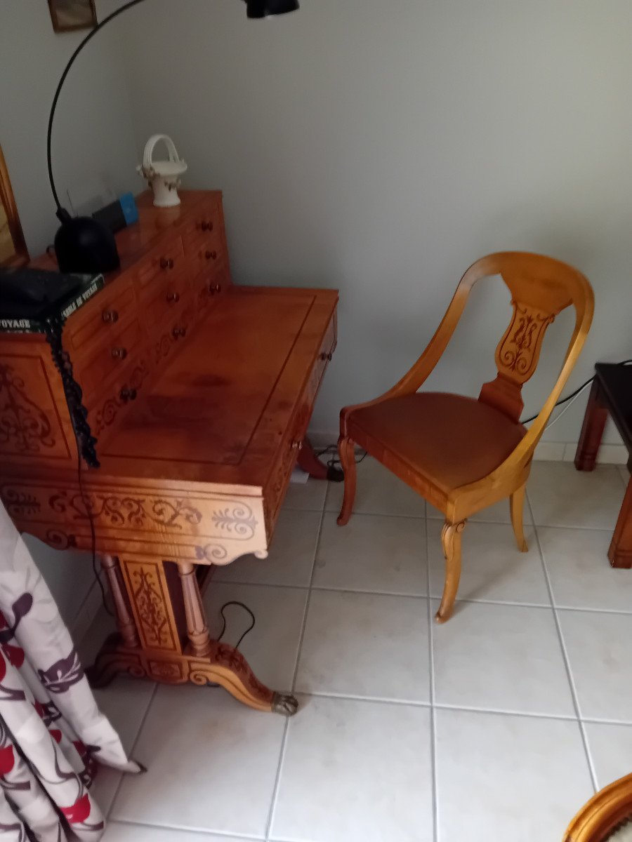 Lovely Little Charles X Style Tiered Desk With Its Real Matching Chair-photo-3