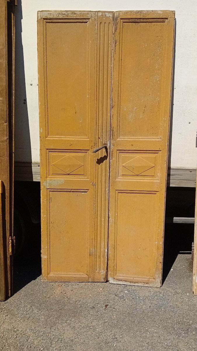 Small Pair Of Narrow Communication Doors Softwood Woodwork From The Directoire Period-photo-3