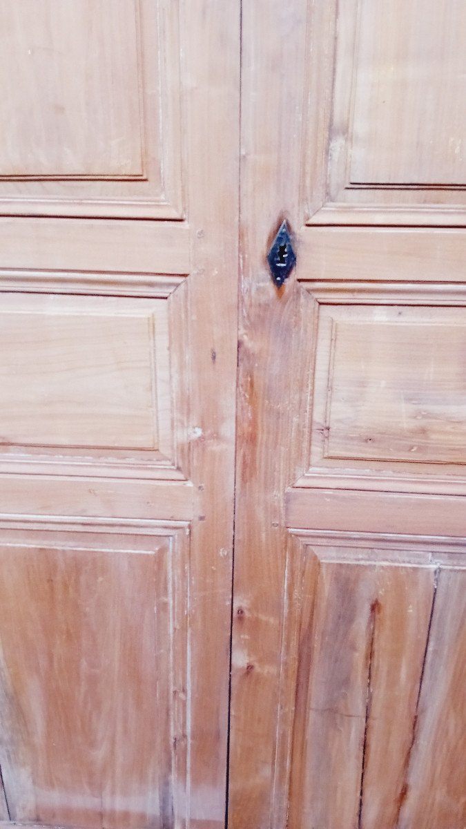 Pair Of Identical 2-door Cupboards In Cherry Wood, Late 18th Century Woodwork-photo-1