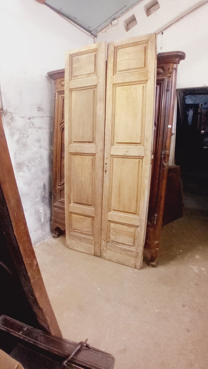 Narrow Pair Of Louis XIV Doors, Thick Beech Woodwork, Double Sided-photo-2