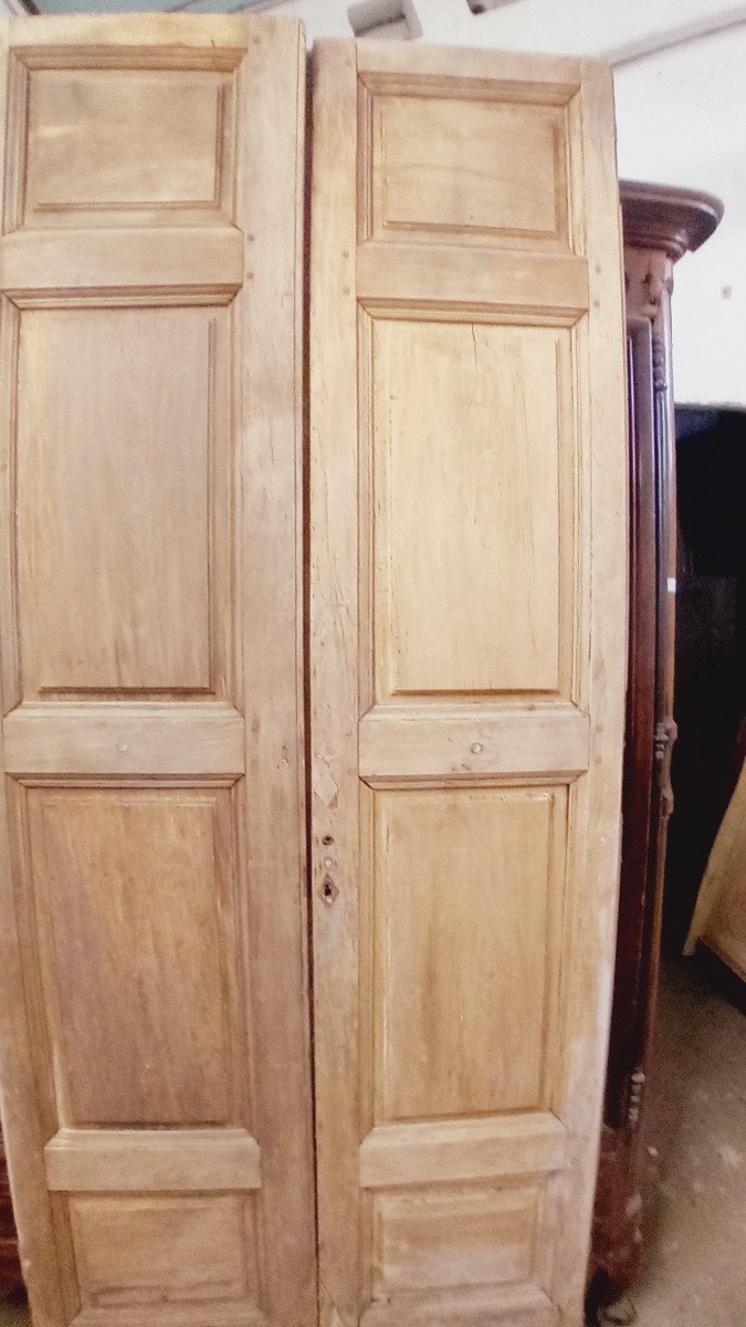 Narrow Pair Of Louis XIV Doors, Thick Beech Woodwork, Double Sided