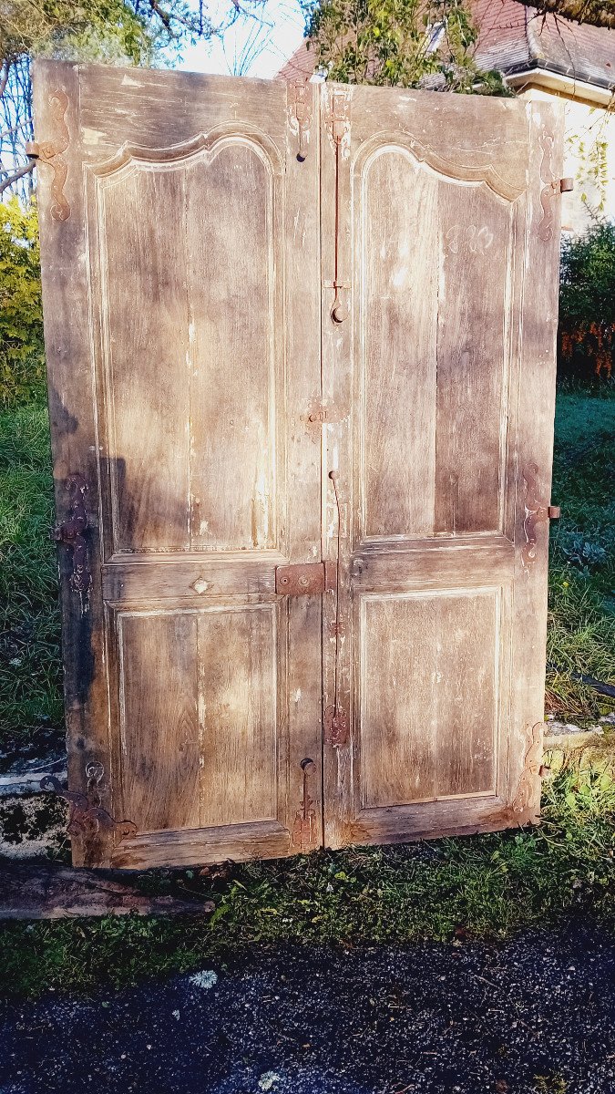 Beautiful Pair Of Very Thick XVIIIth Century Regence Character Entrance Doors With Oak Woodwork-photo-4