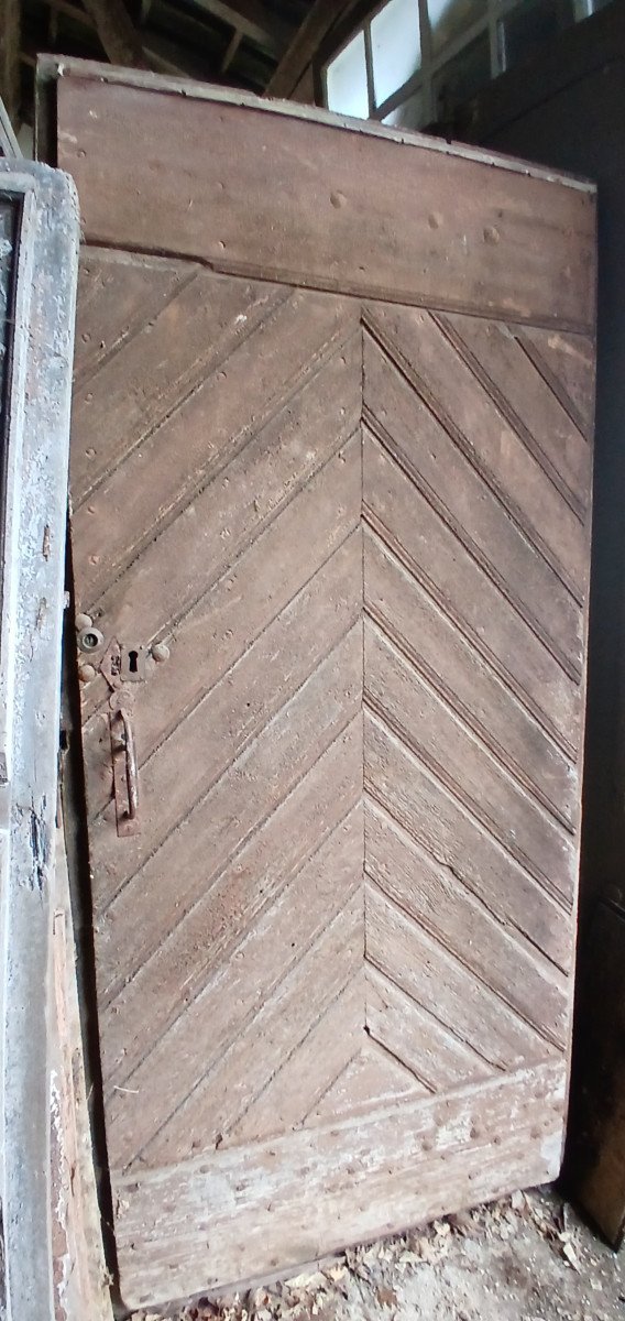 Good 18th Century Herringbone Oak Front Door-photo-2