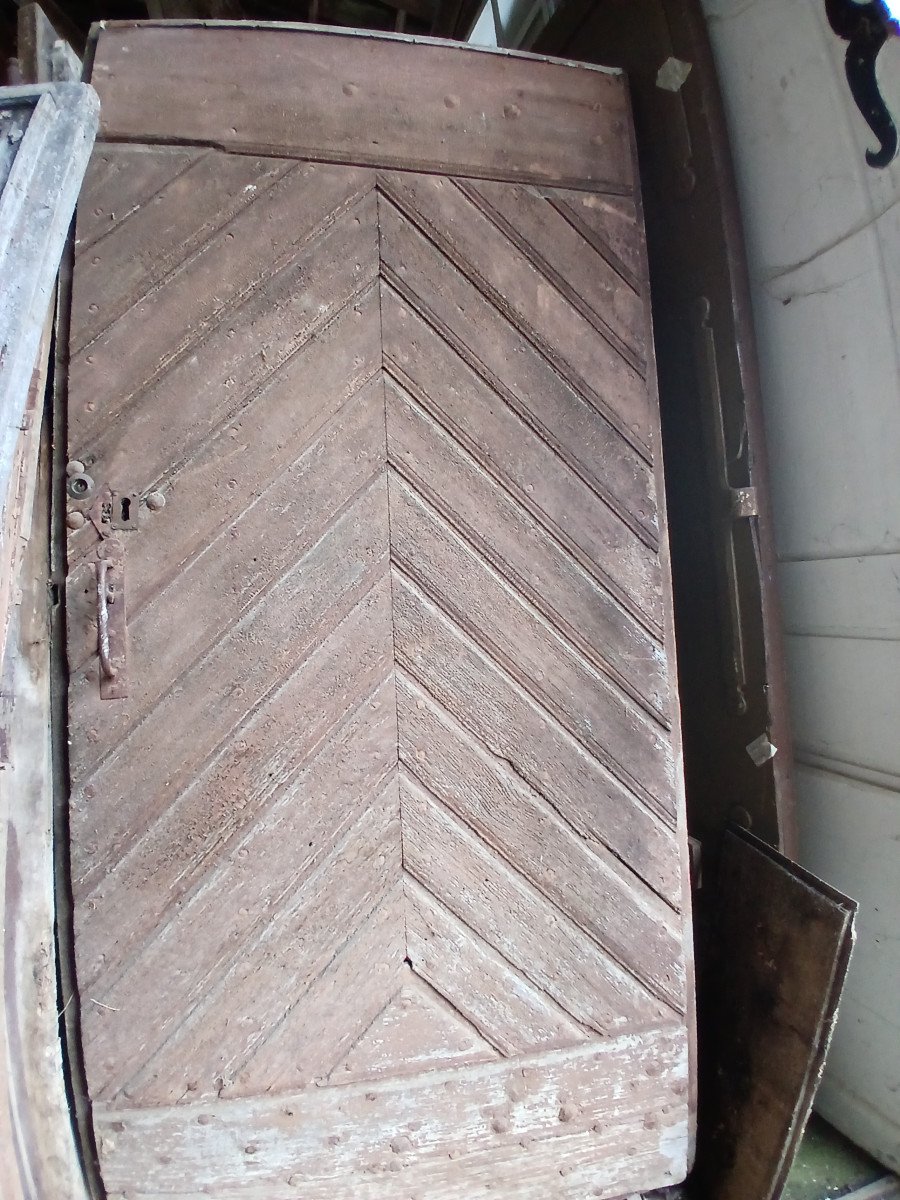 Good 18th Century Herringbone Oak Front Door