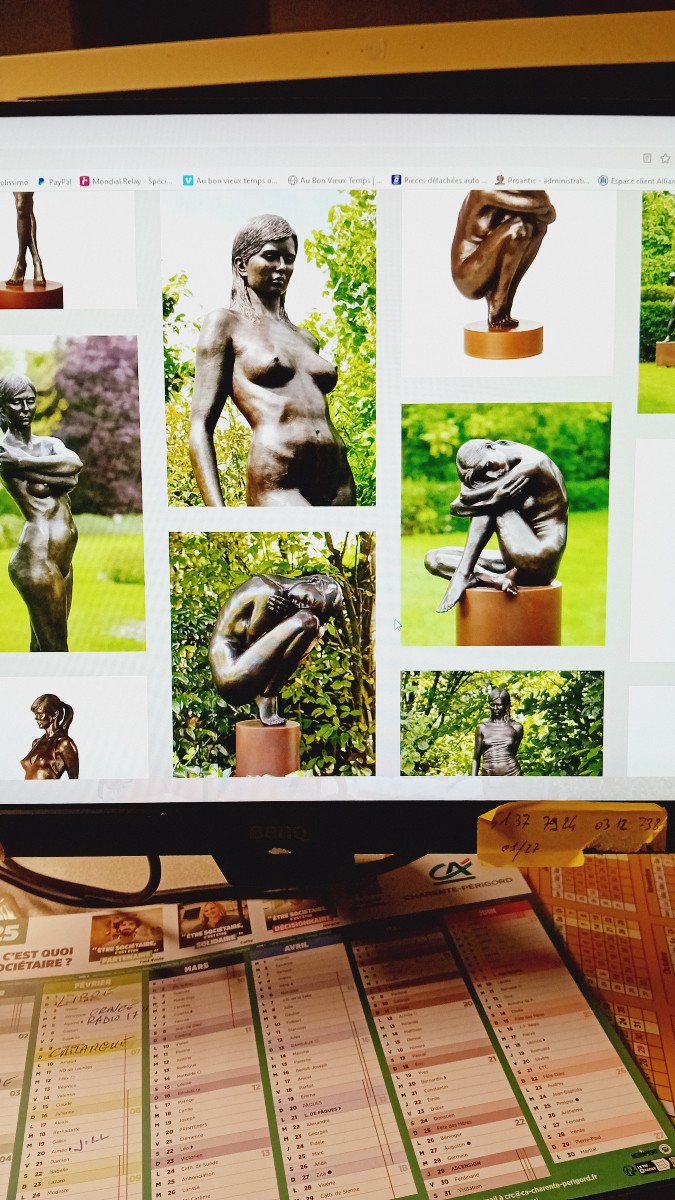 femme nue    Bronze Irenee Duriez Patine Brune sur son socle-photo-3