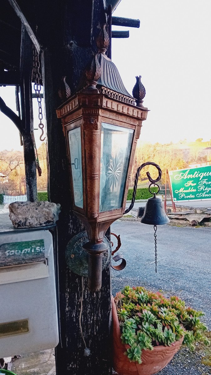 19th Century Wall Lantern, Patinated Painted Sheet Metal