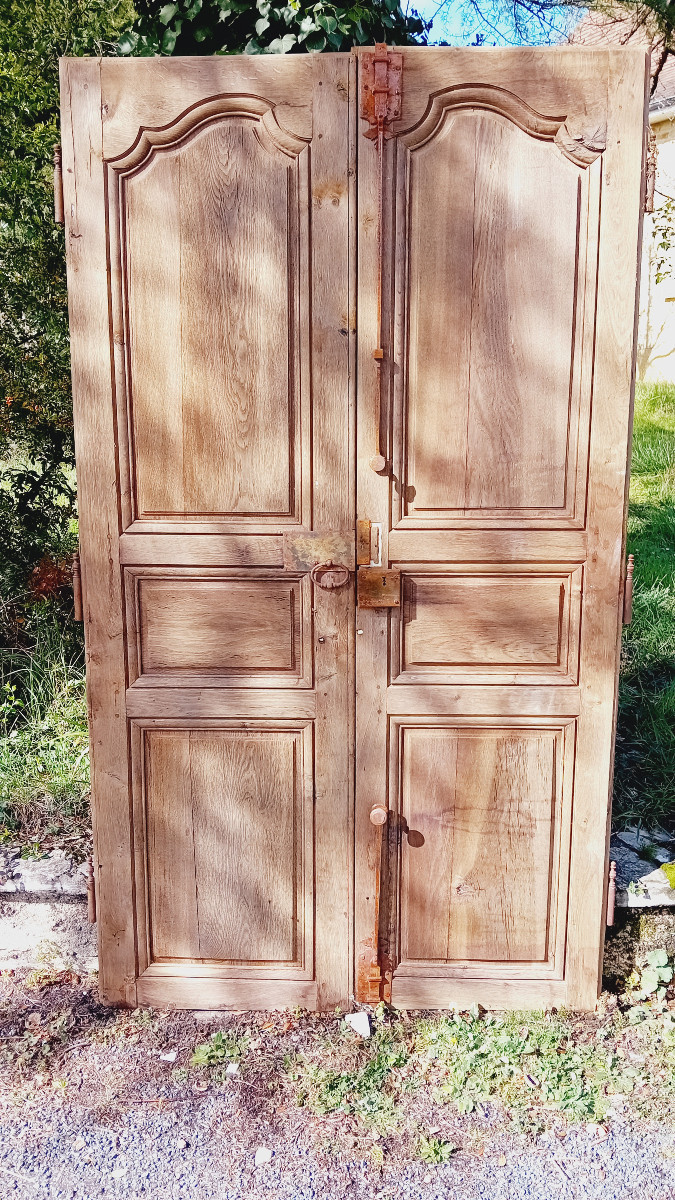 Pair Of Louis XV Oak Doors, Double-sided Woodwork, 18th Century, Very Good Quality-photo-3