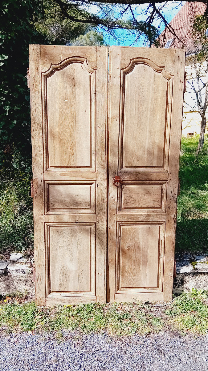 Pair Of Louis XV Oak Doors, Double-sided Woodwork, 18th Century, Very Good Quality