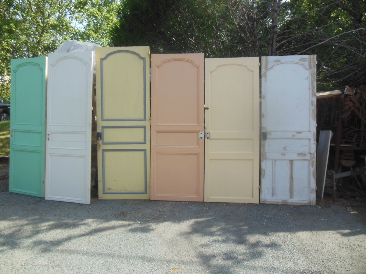 Coherente Suite Of 6 Doors In Resineux Door XVIII Eme And XIX Eme With Assorted Woodwork-photo-2