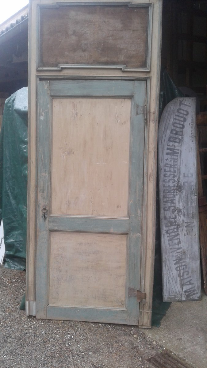 Rare Door XIXth With Frame And Imposte