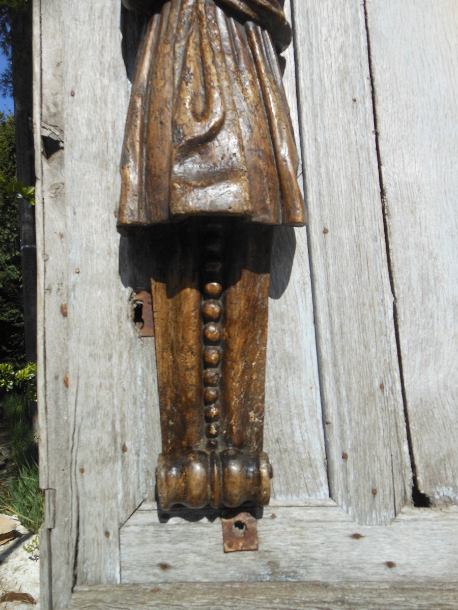 Pair Of Old Caryatids In Walnut-photo-4