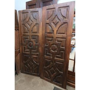 Pair Of 18th Century Carved Doors In Larch