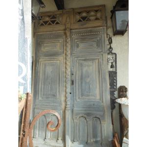 Imposing 19th Masonic Entrance Door From The South Of France In Walnut