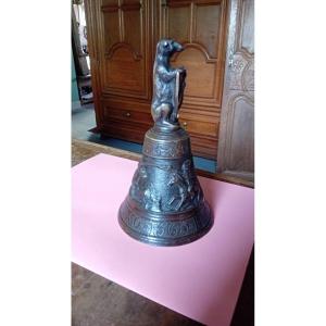 Authentic 16th Century Hand Bell With Joust And Country Scene Decor 