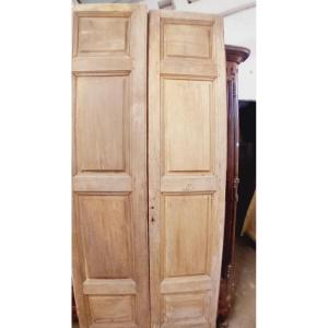 Narrow Pair Of Louis XIV Doors, Thick Beech Woodwork, Double Sided