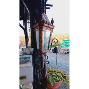 19th Century Wall Lantern, Patinated Painted Sheet Metal