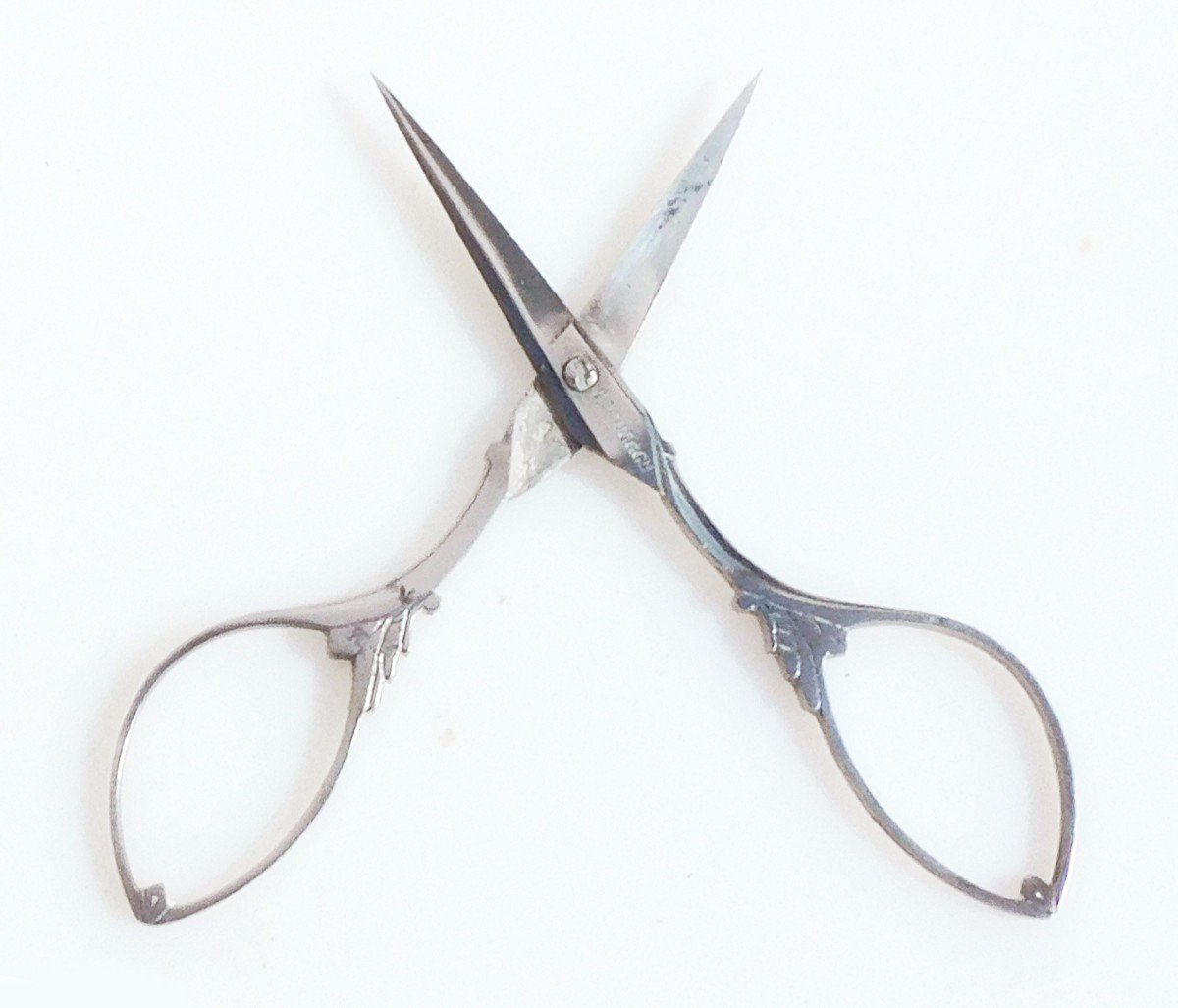 Pair Of Antique Scissors Signed Leduc & Cie In Their Leather Case And Box Early 20th Century-photo-3