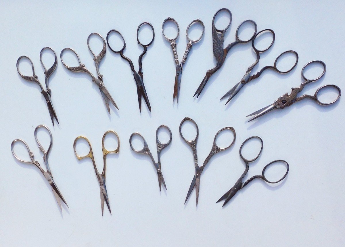 Lot Of 12 Pairs Of Antique Embroidery Scissors For Collection-photo-2